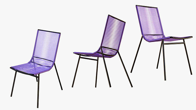 Vintage Chair for Recreation or Leisure Places Low-poly 3D model 7