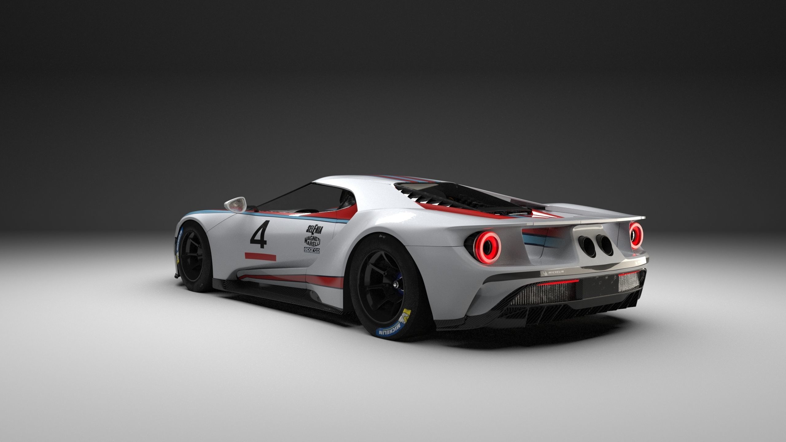 Ford GT with custom Martini Racing Livery free 3D model CGTrader