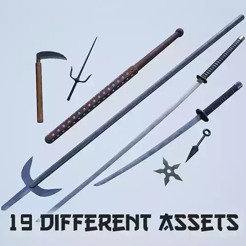 UE4 - Weapons Series - Japan Weapons - Mini Pack Low-poly 3D model UE4 - Weapons Series - Japan Weapons - Mini Pack Low-poly 3D model
