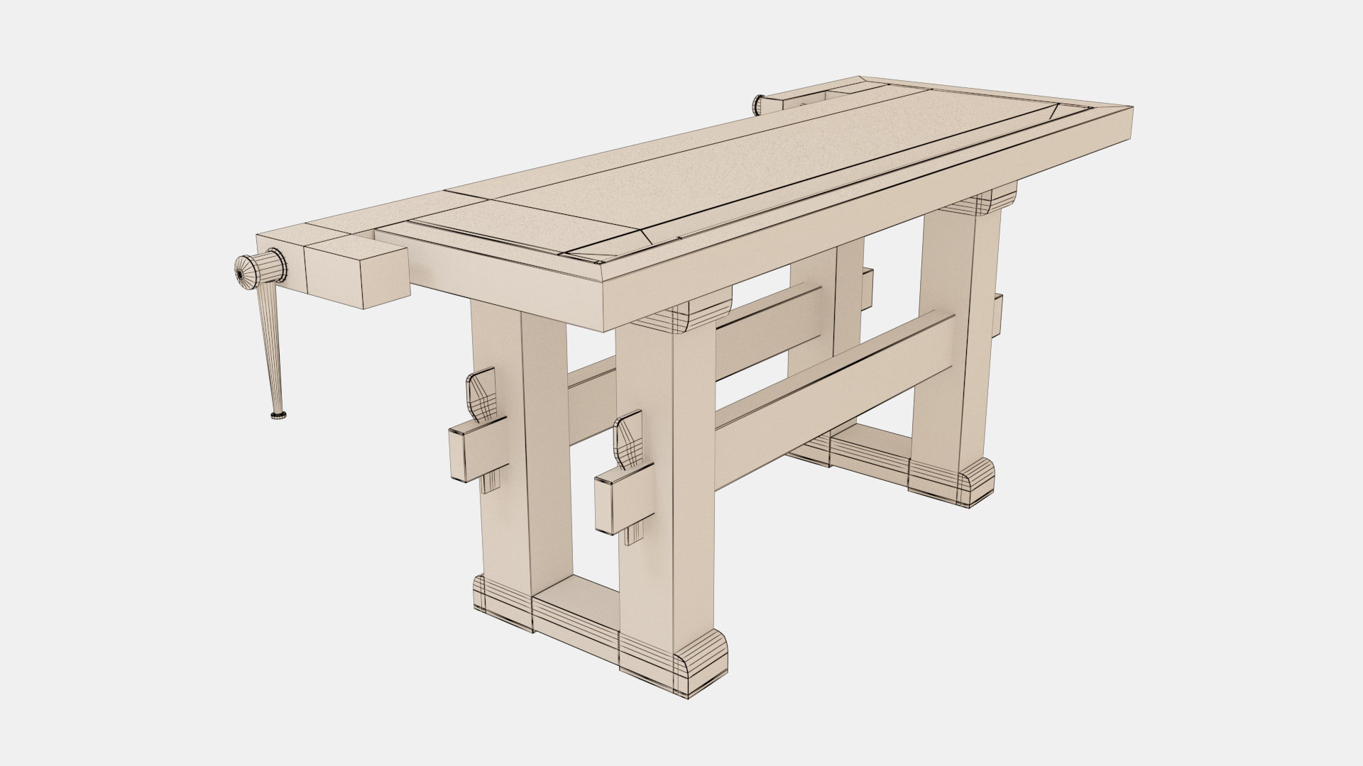 Carpenters Table Low-poly 3D model_10
