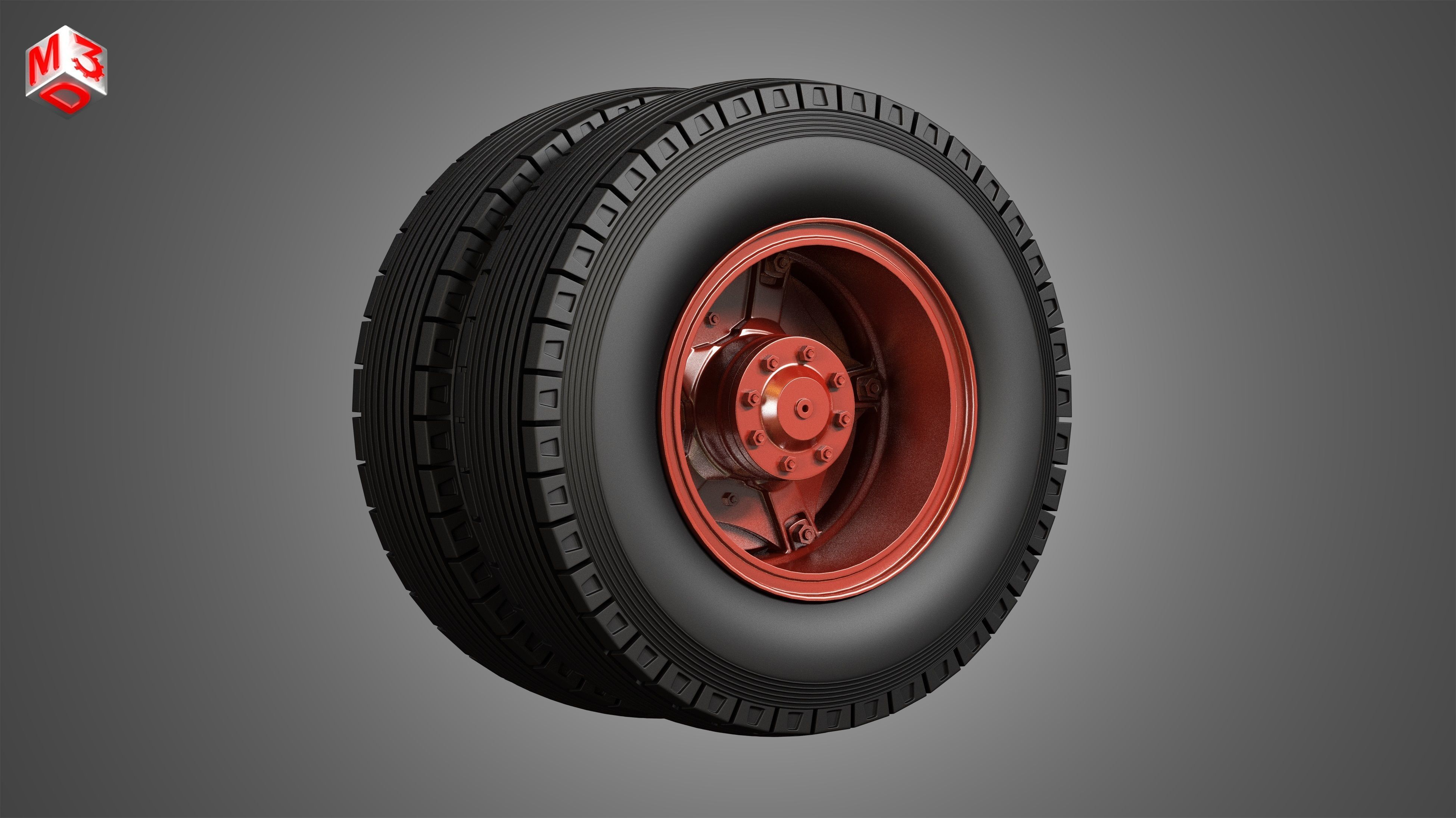 Trucks Tires and Dayton Style Rims with 5 Spoks 3D model_7