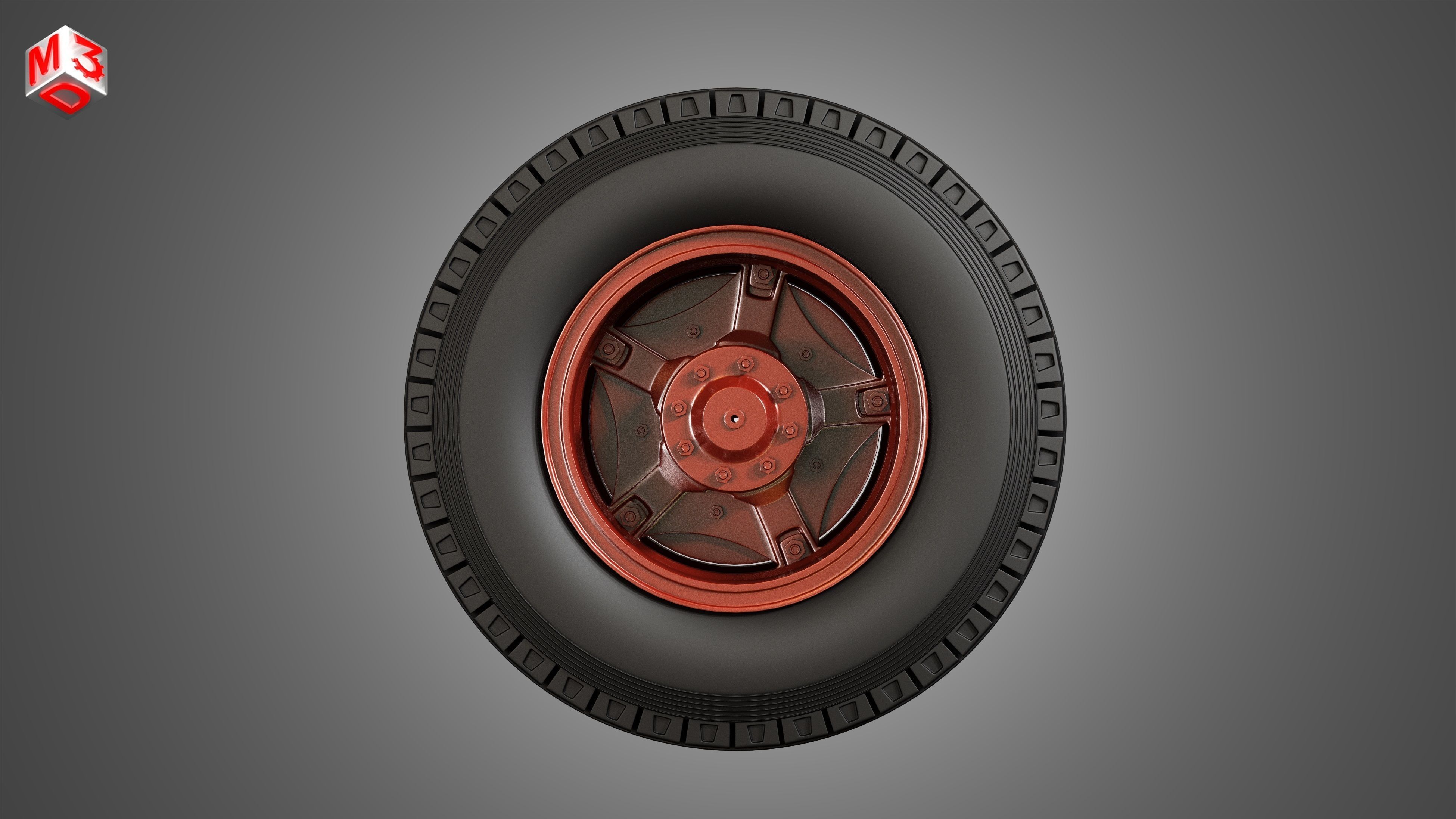 Trucks Tires and Dayton Style Rims with 5 Spoks 3D model_6