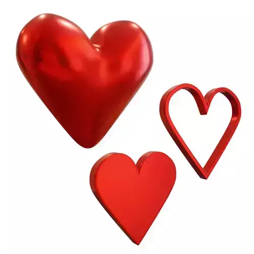 Simple Cartoon Heart many Models Format Low-poly 3D model
