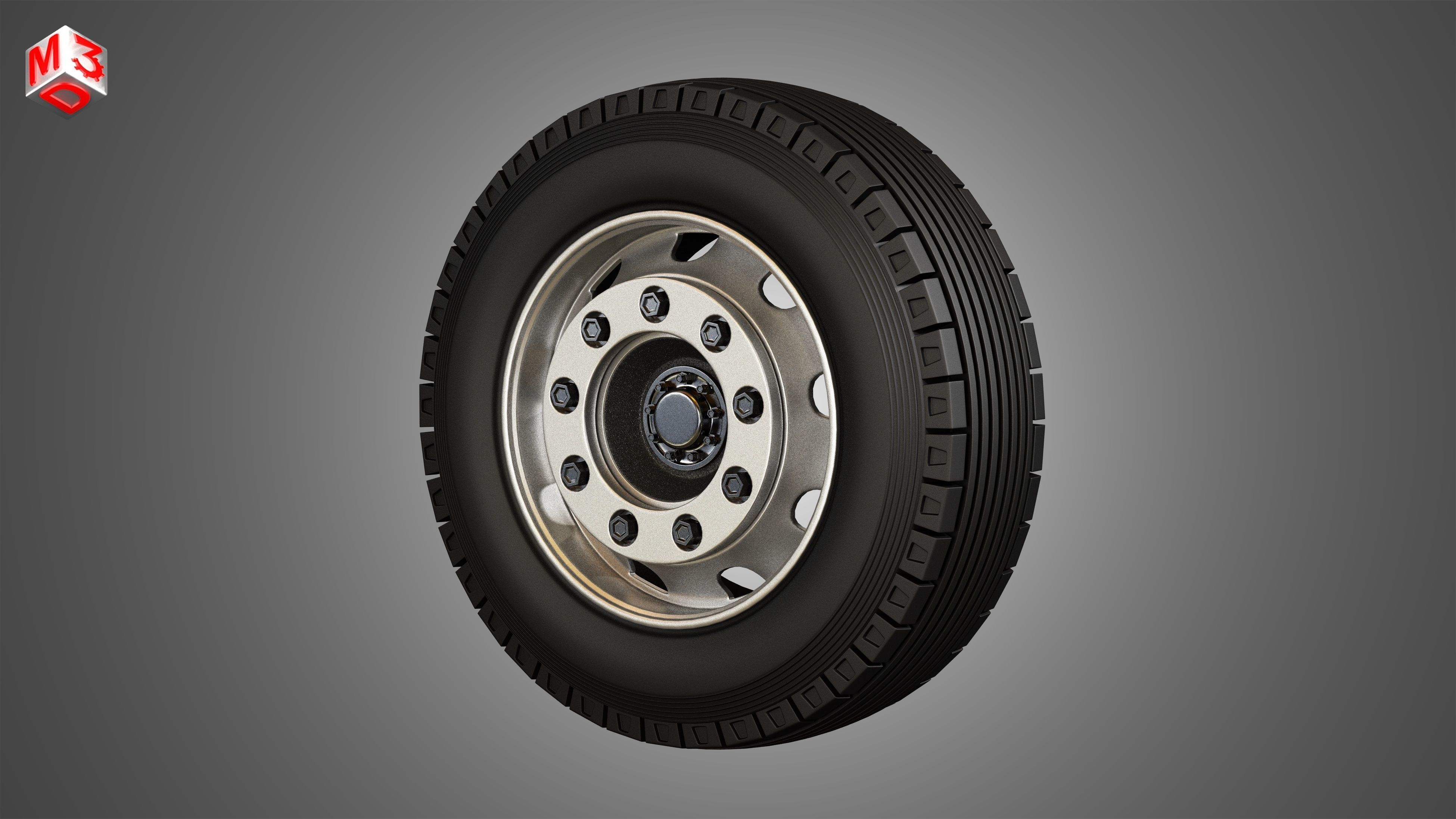 Heavy Duty Trucks Tires and Rims 3D model_4