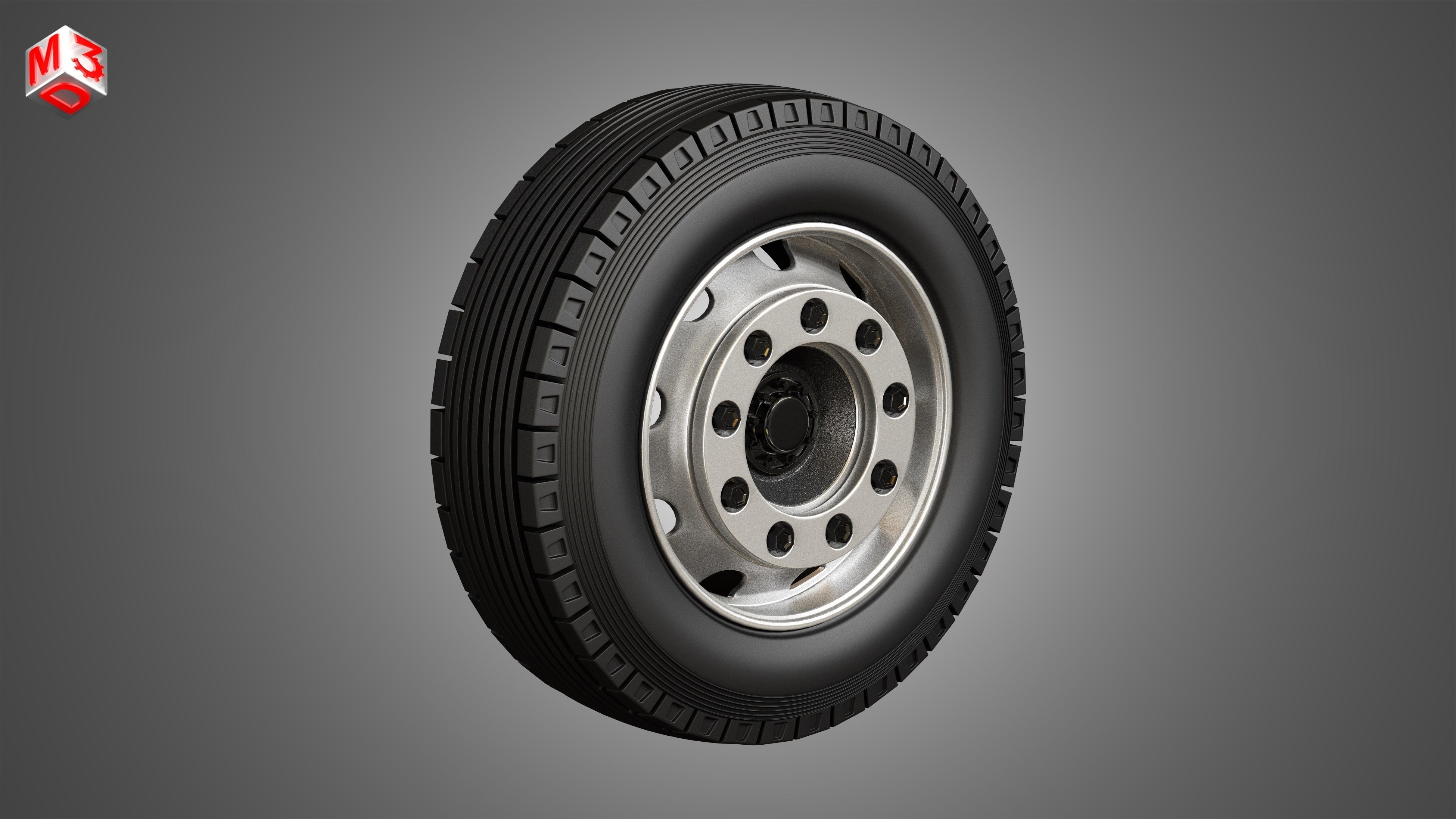 Heavy Duty Trucks Tires and Rims 3D model_1