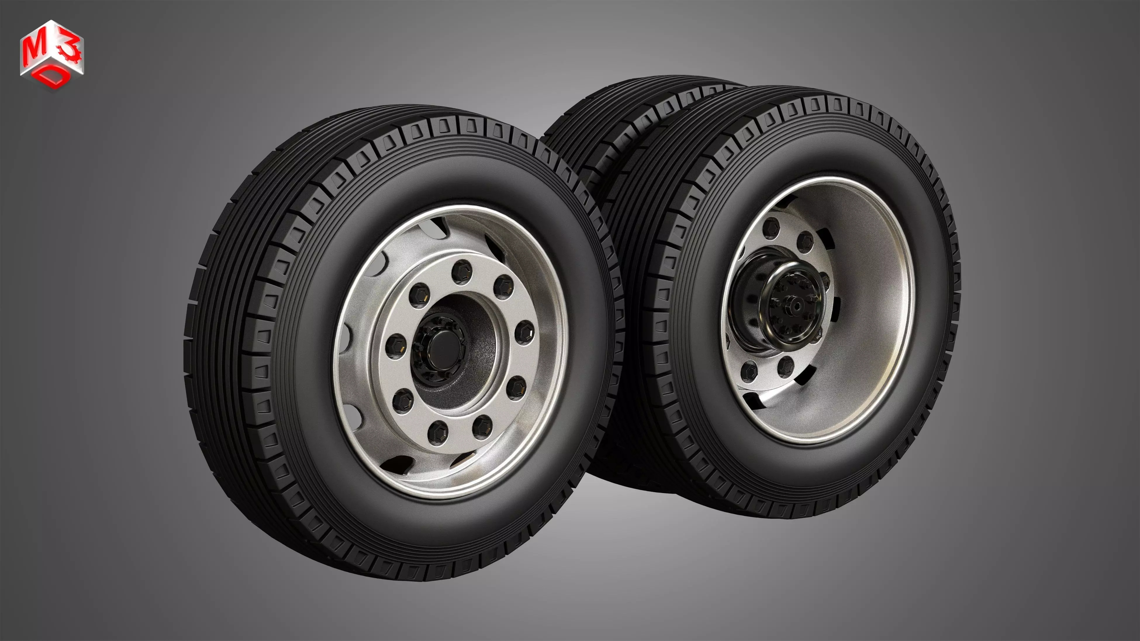 Heavy Duty Trucks Tires and Rims 3D model_0