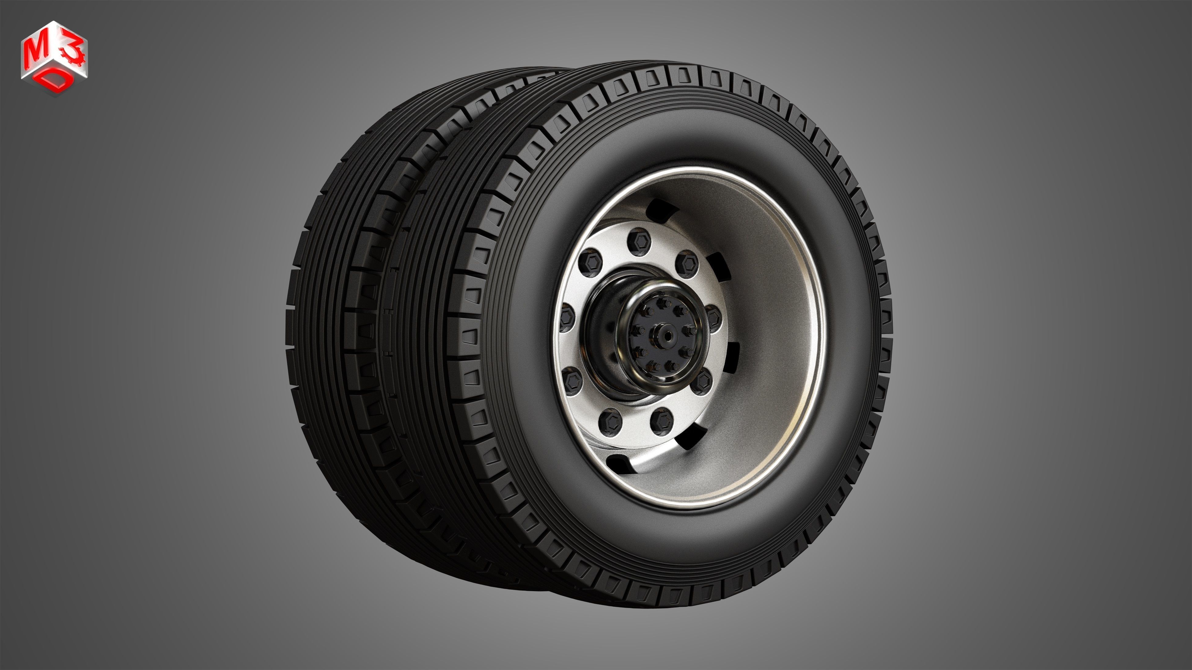 Heavy Duty Trucks Tires and Rims 3D model_7
