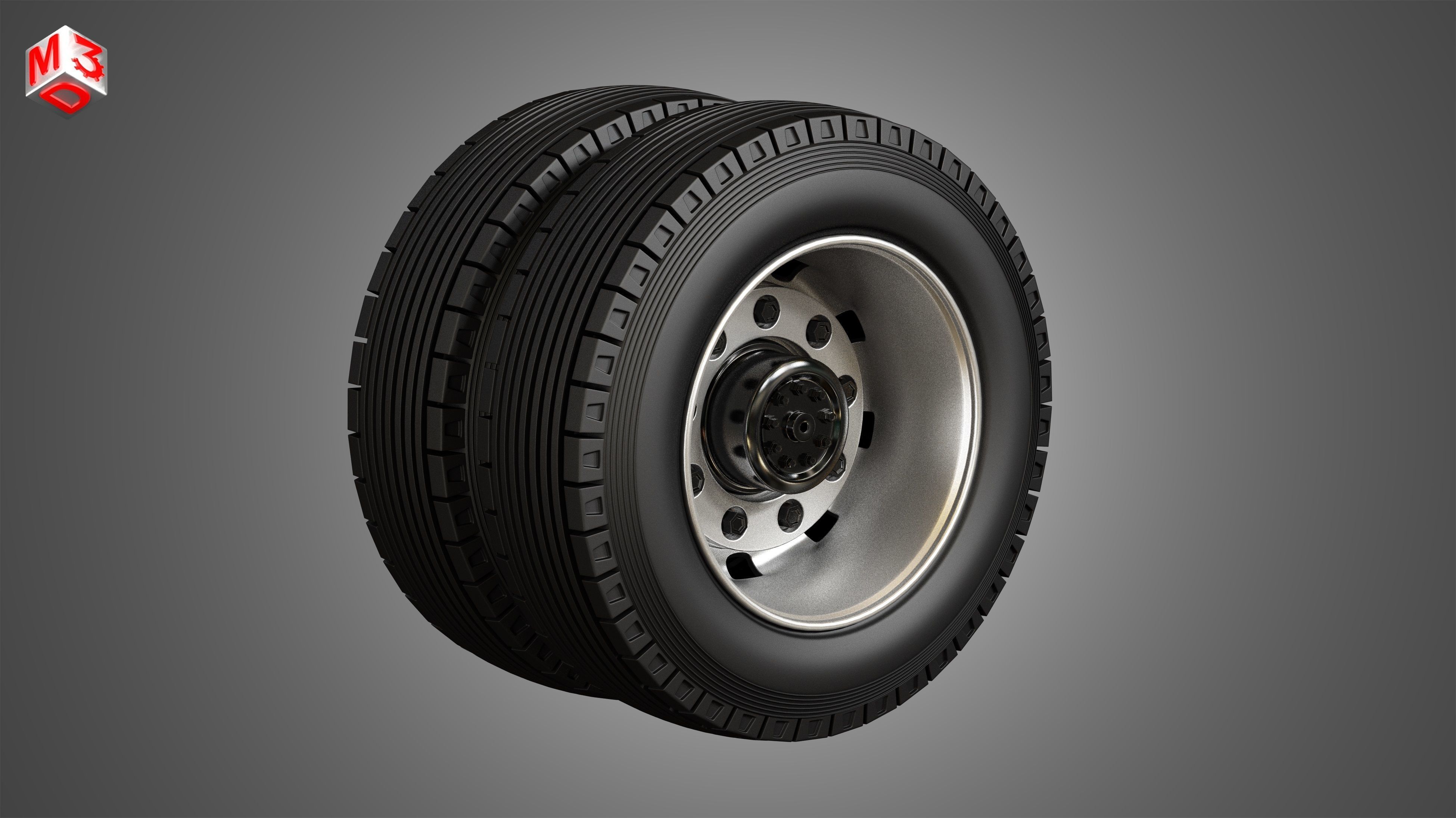 Heavy Duty Trucks Tires and Rims 3D model_5