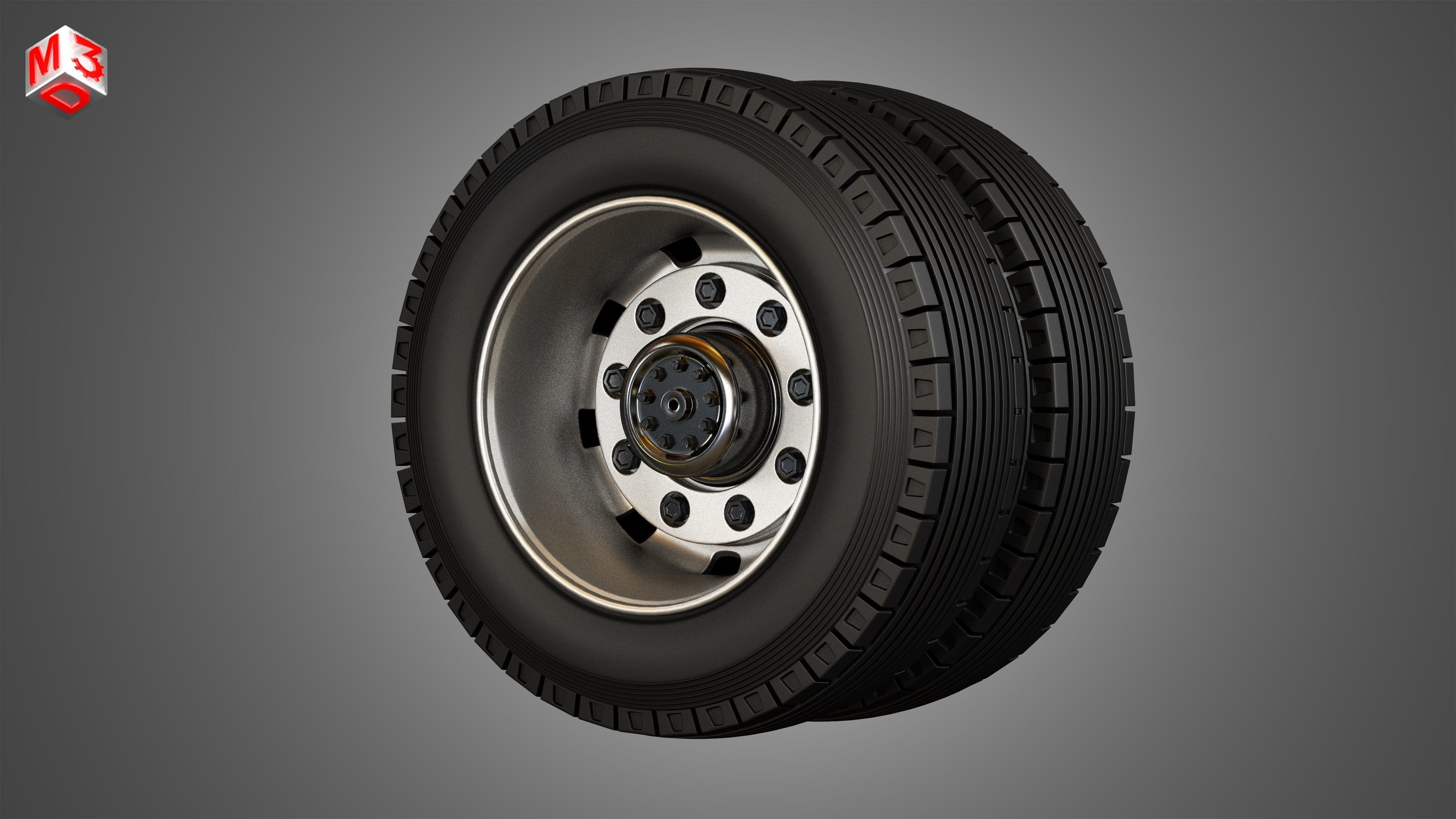 Heavy Duty Trucks Tires and Rims 3D model_8
