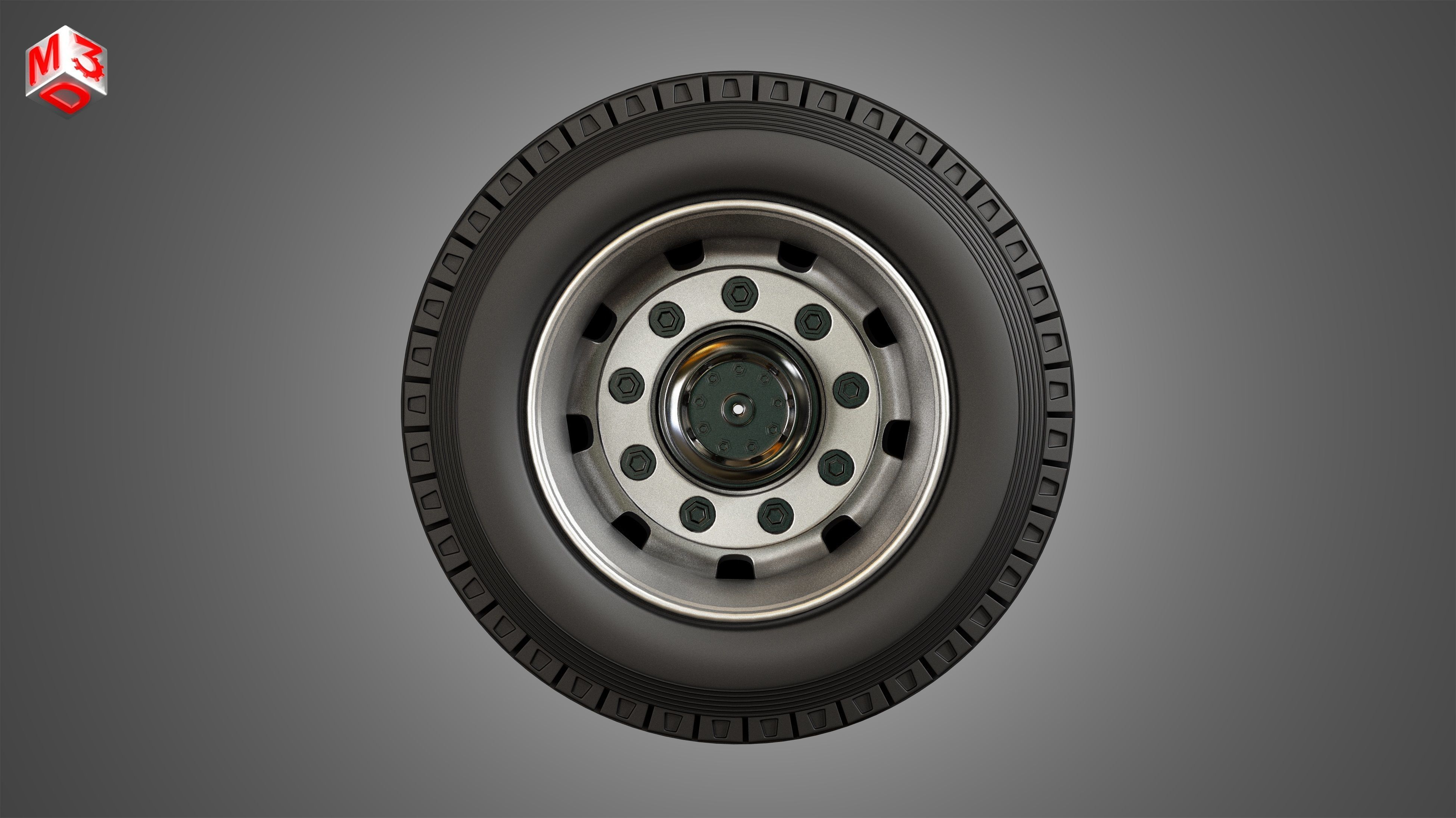 Heavy Duty Trucks Tires and Rims 3D model_6