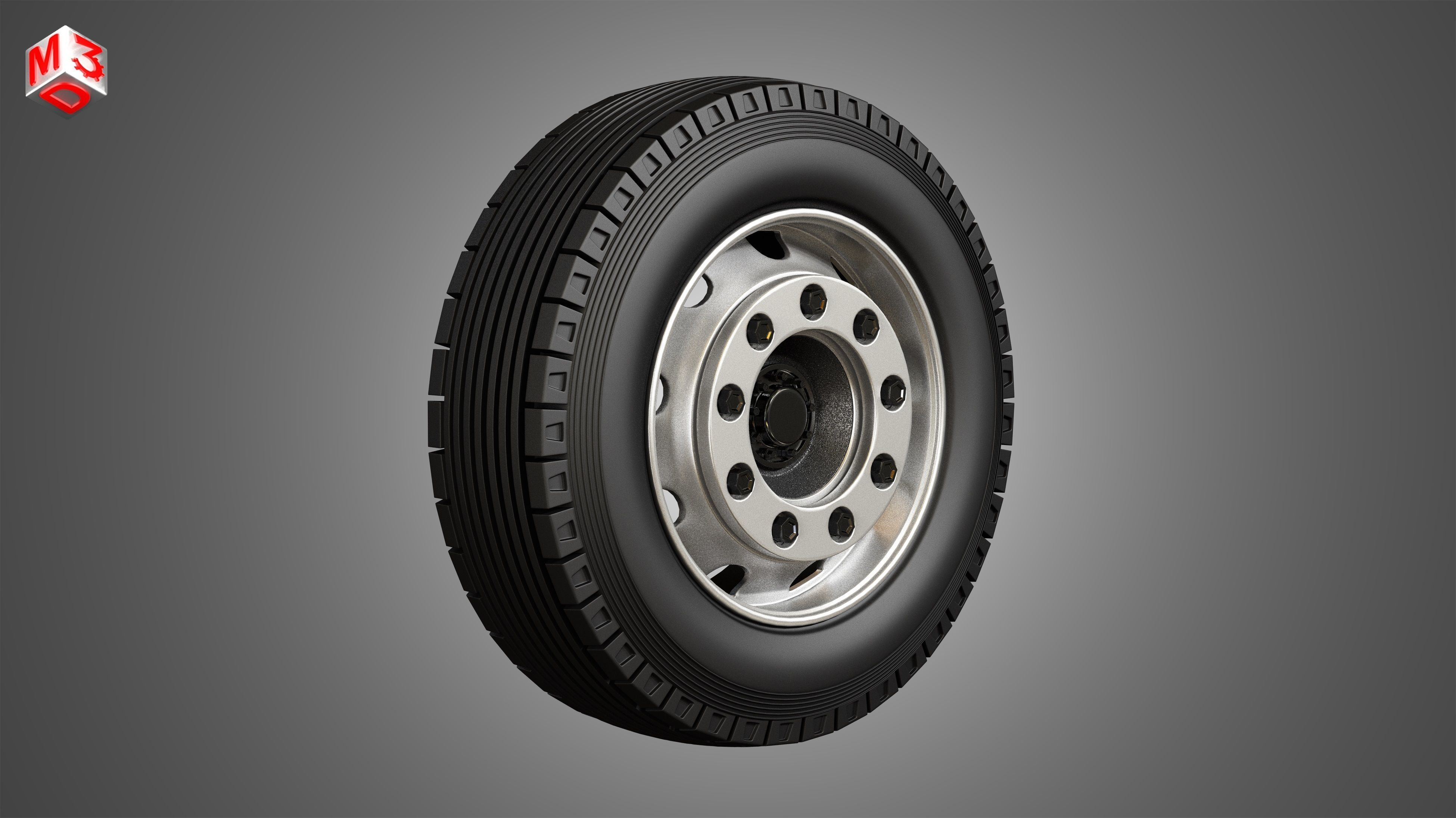 Heavy Duty Trucks Tires and Rims 3D model_3