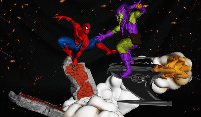 SpiderMan vs Green Goblin 3D Print 3D print model