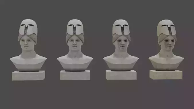Low Poly Pallid Bust Of Pallas With PBR Materials Low-poly 3D model