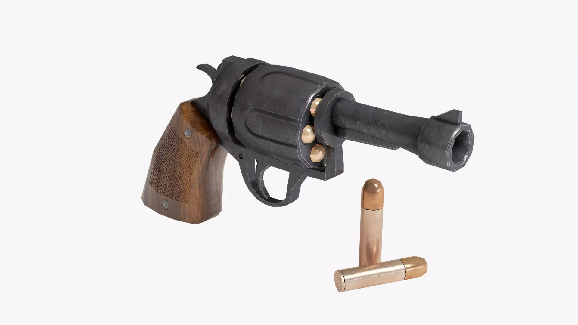Stylized Revolver Pistol Free low-poly 3D model