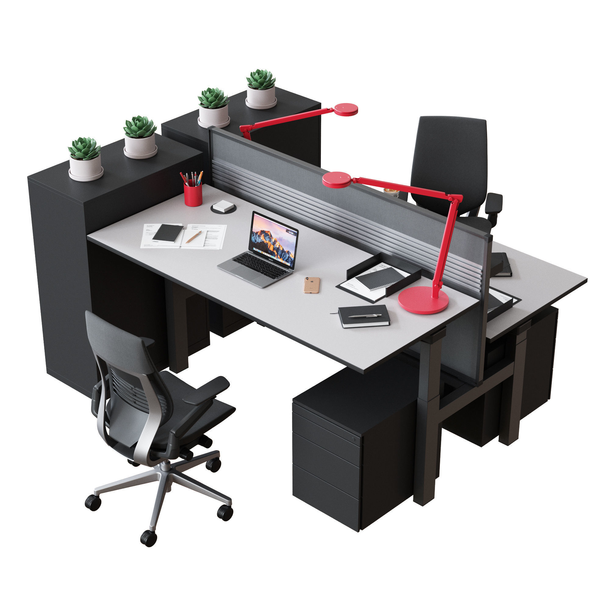 Steelcase - Office Table Ology Bench Work Space 3D model_4