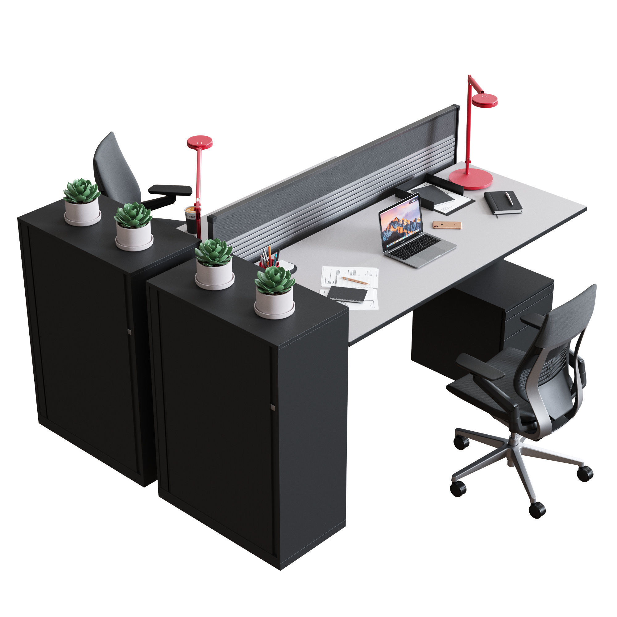 Steelcase - Office Table Ology Bench Work Space 3D model_3