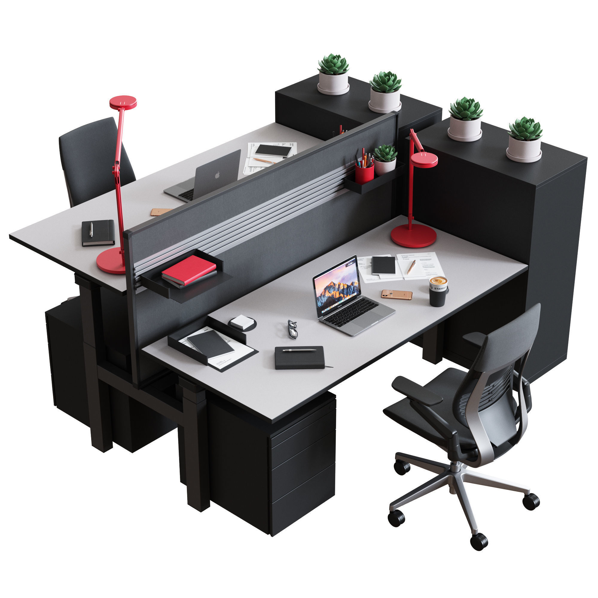 Steelcase - Office Table Ology Bench Work Space 3D model_1
