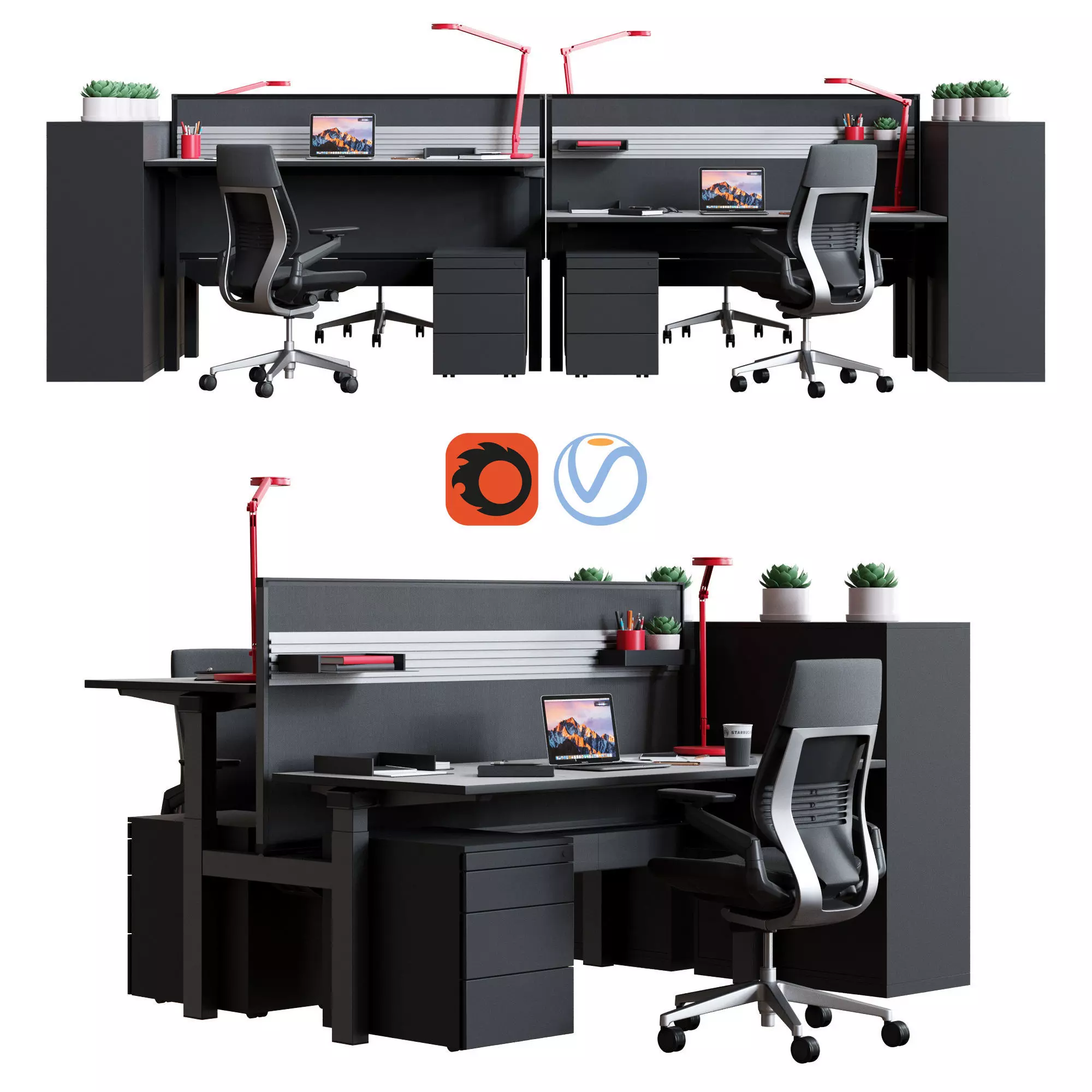 Steelcase - Office Table Ology Bench Work Space 3D model_0