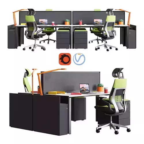 Steelcase - Office Table FrameOne Work Space 3D model