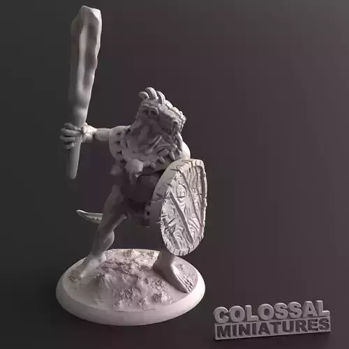 Lizardfolk Female Club and Shield A 3D print model
