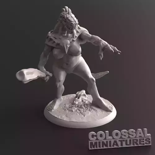 Lizardfolk Female Club Pointing A 3D print model