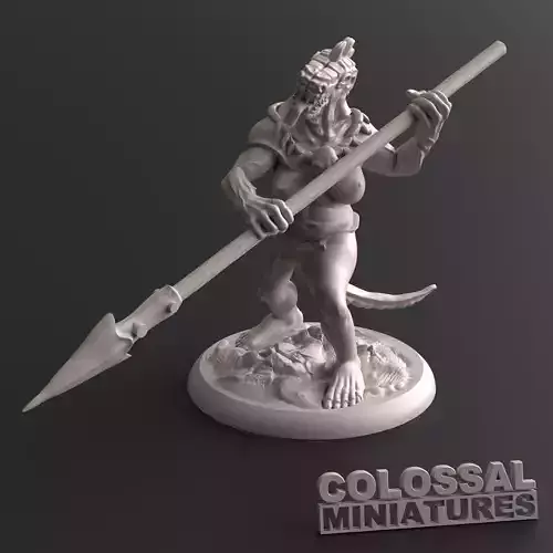 Lizardfolk Female Spear Two Handed A 3D print model