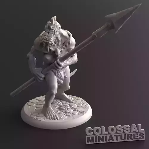 Lizardfolk Female Spear Two Handed B 3D print model