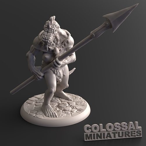 Lizardfolk Female Spear Two Handed B 3D print model
