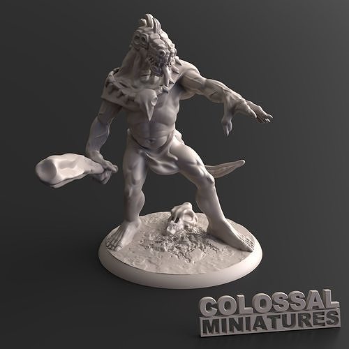Lizardfolk Male Club Pointing A 3D print model