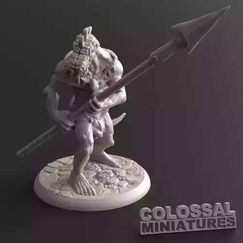 Lizardfolk Male Spear Two Handed B 3D print model
