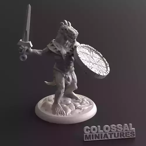 Lizardfolk Male with Sword and Shield B 3D print model