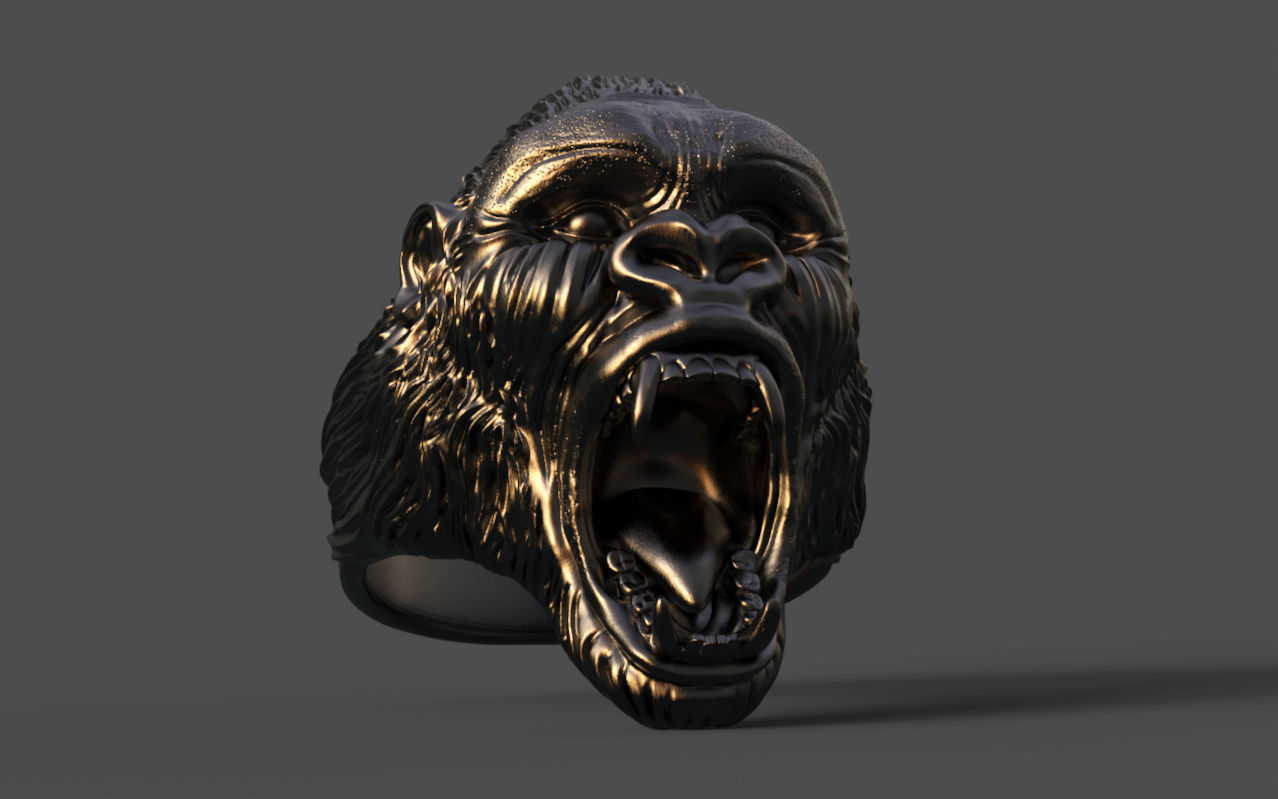Gorilla head ring 3D print model_26