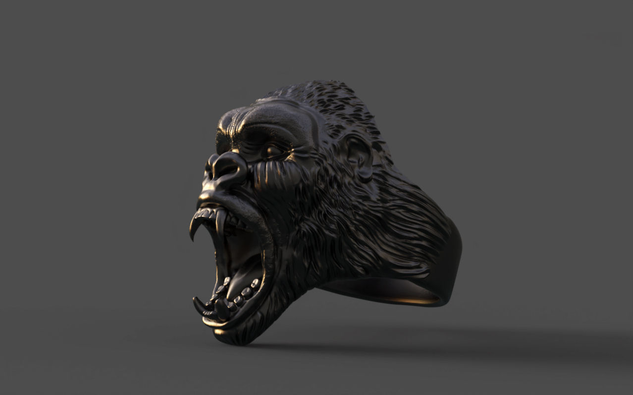 Gorilla head ring 3D print model_23