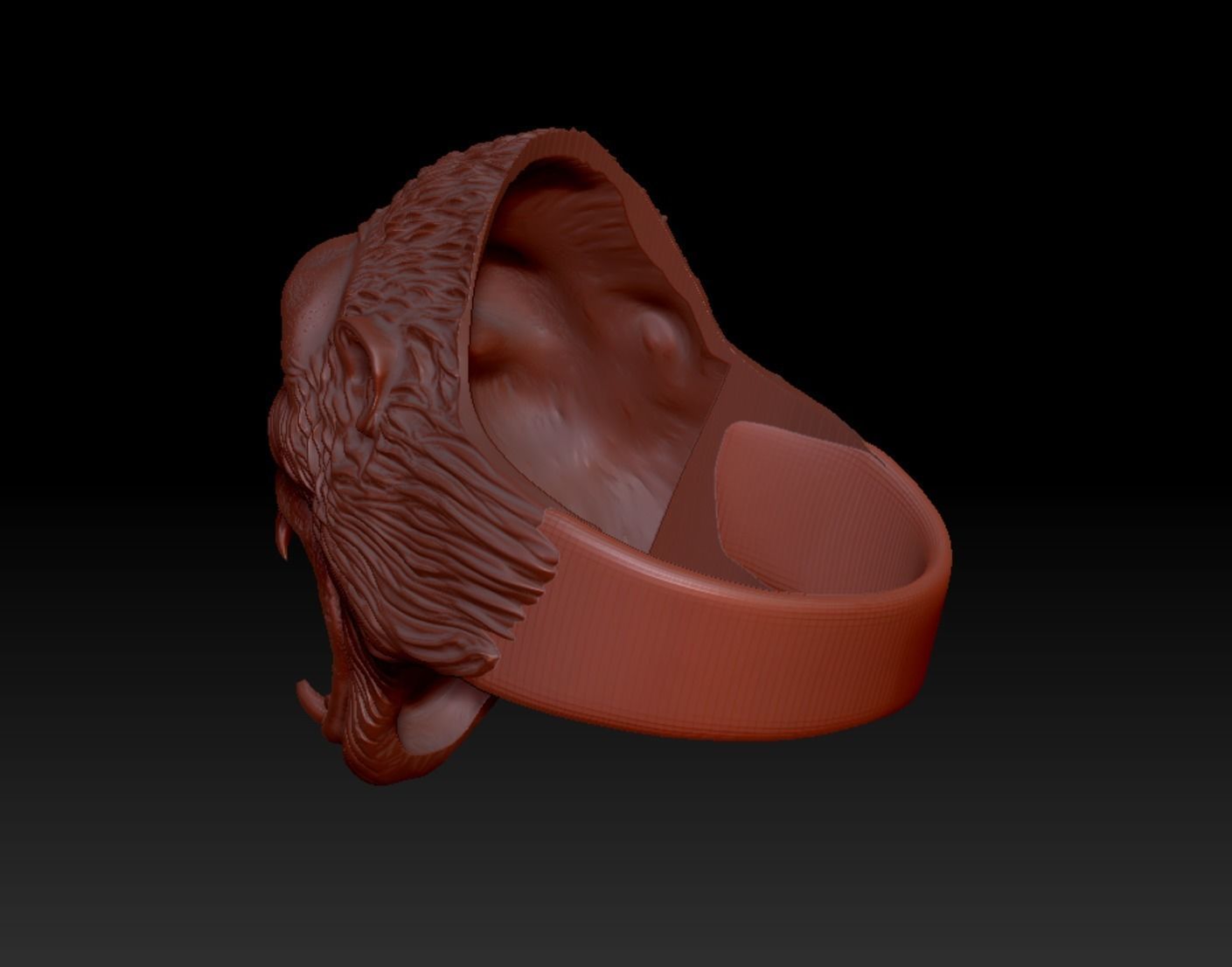 Gorilla head ring 3D print model_38
