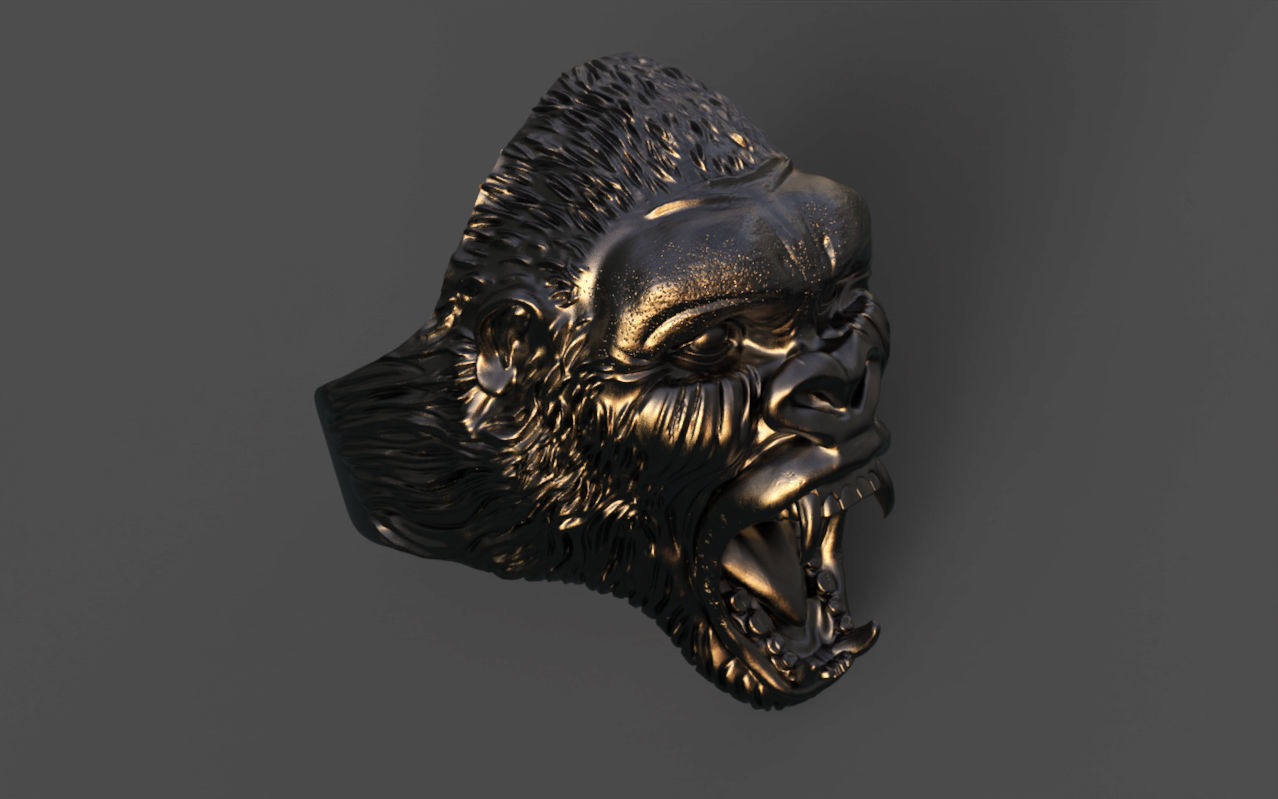 Gorilla head ring 3D print model_28