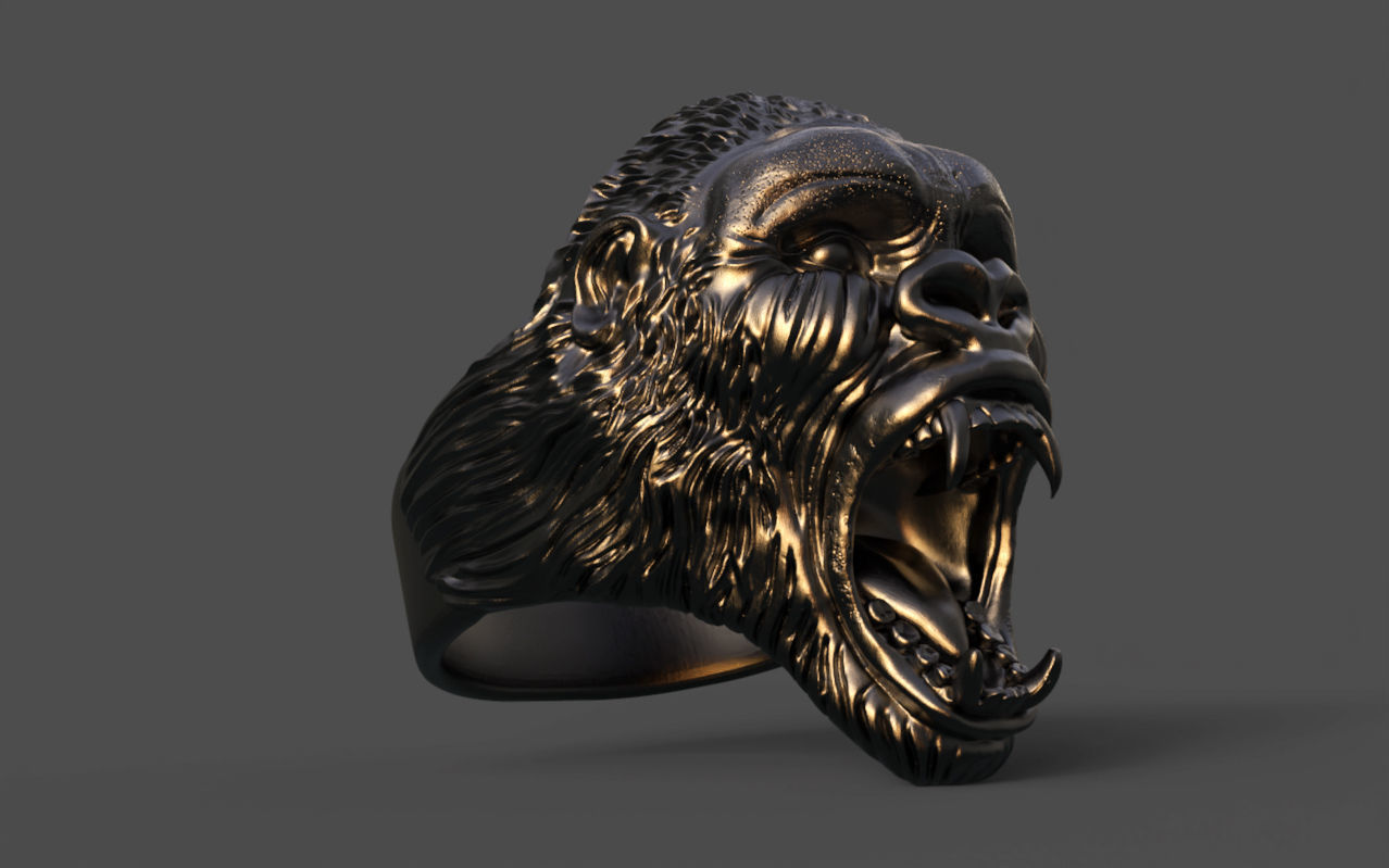 Gorilla head ring 3D print model_22
