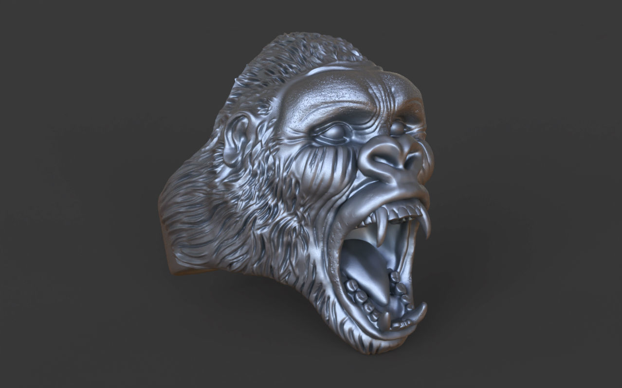 Gorilla head ring 3D print model_13