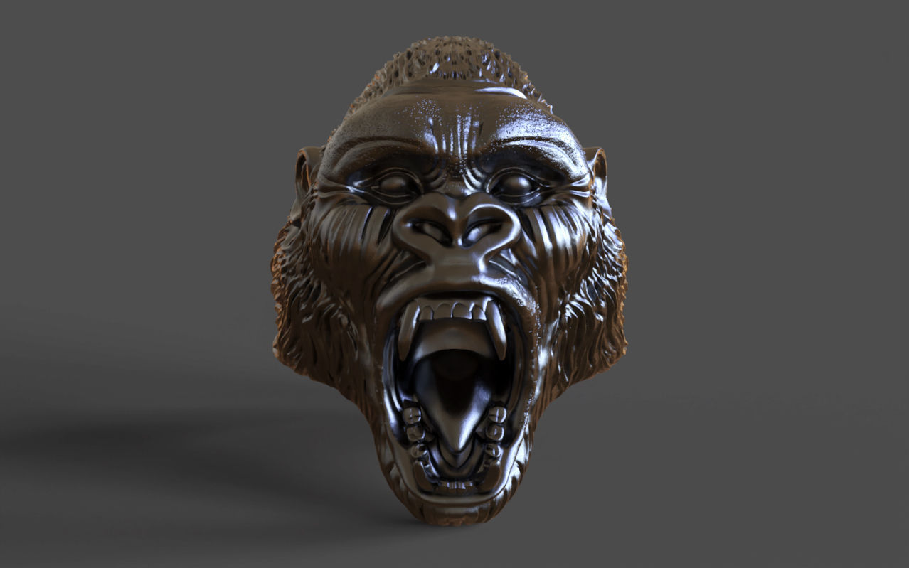 Gorilla head ring 3D print model_1