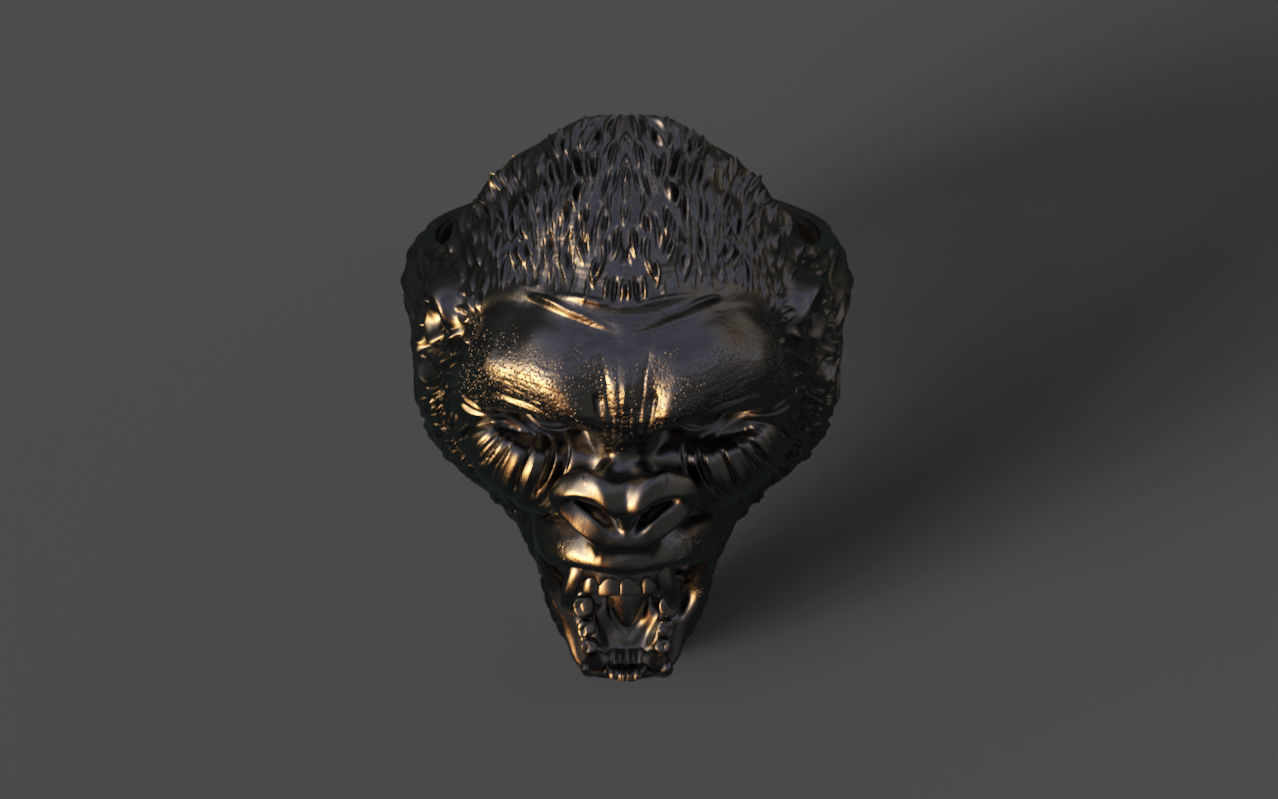 Gorilla head ring 3D print model_29