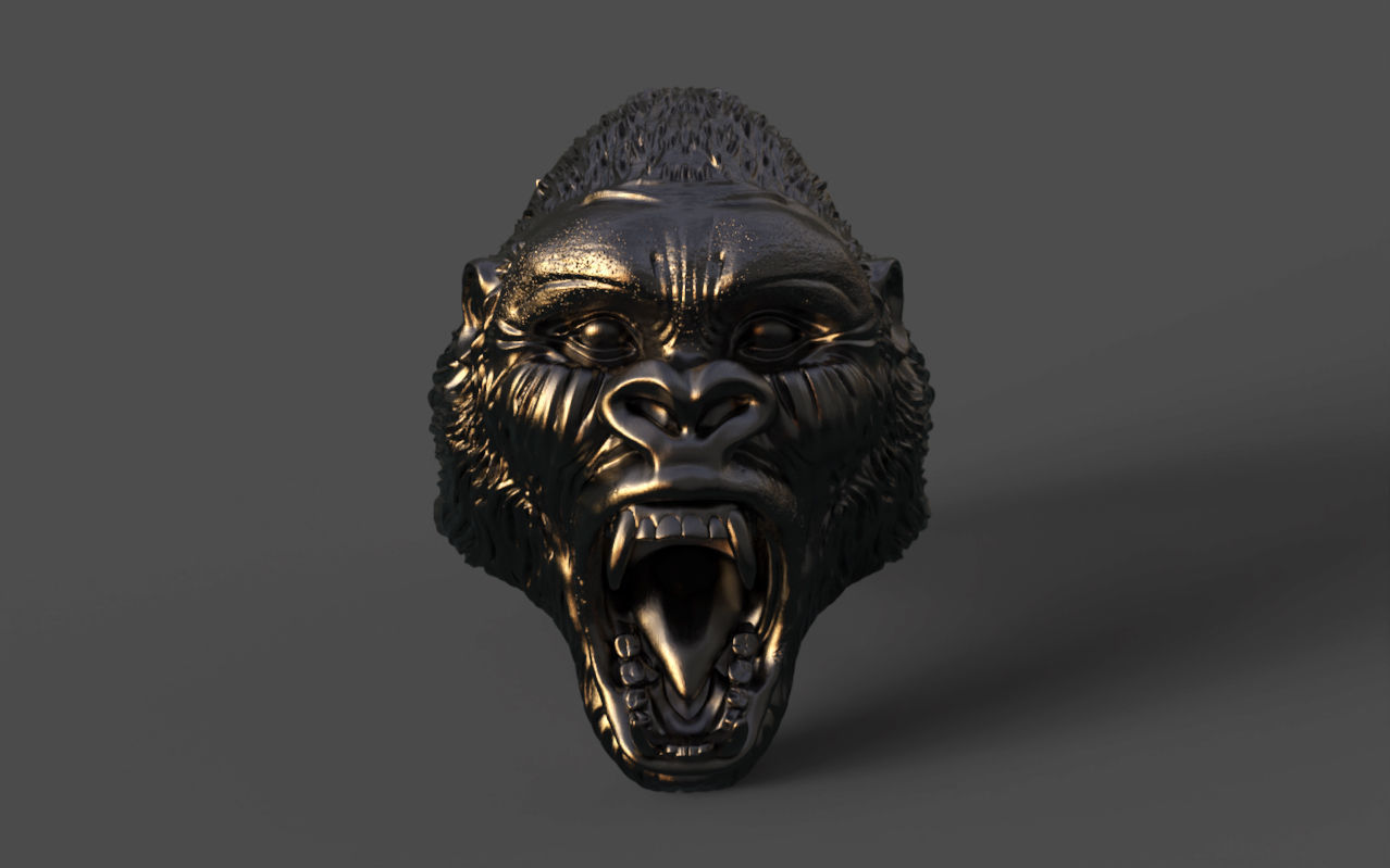Gorilla head ring 3D print model_30