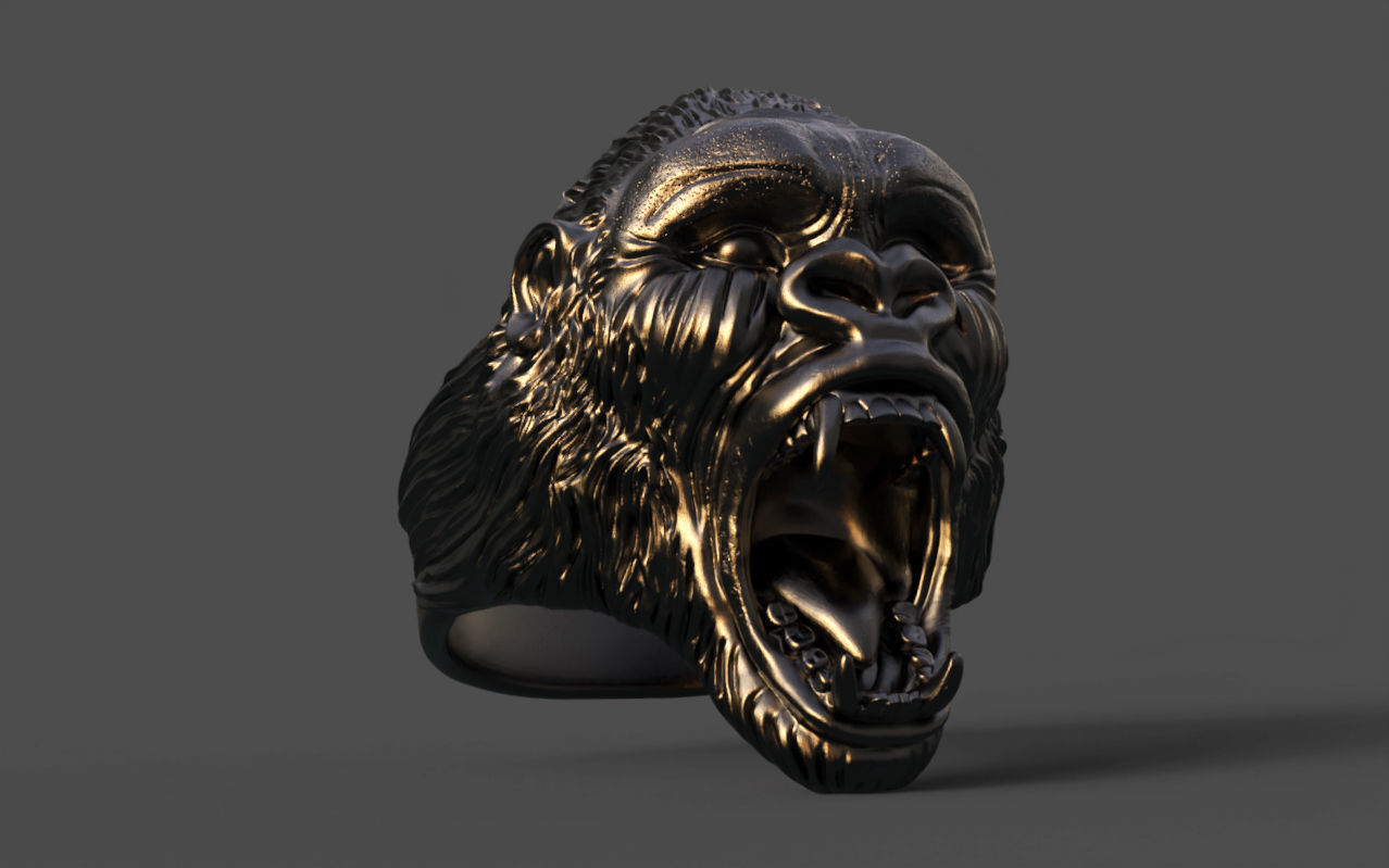 Gorilla head ring 3D print model_33