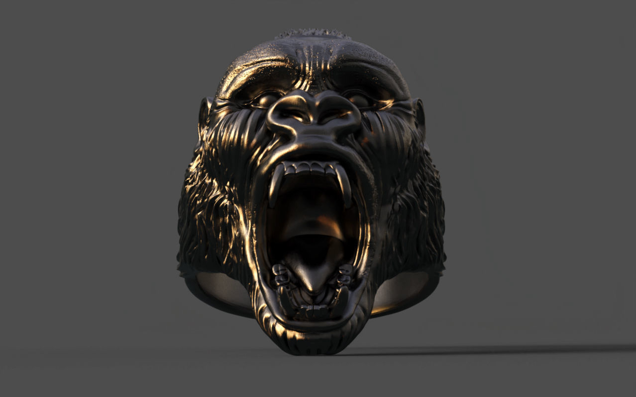 Gorilla head ring 3D print model_32