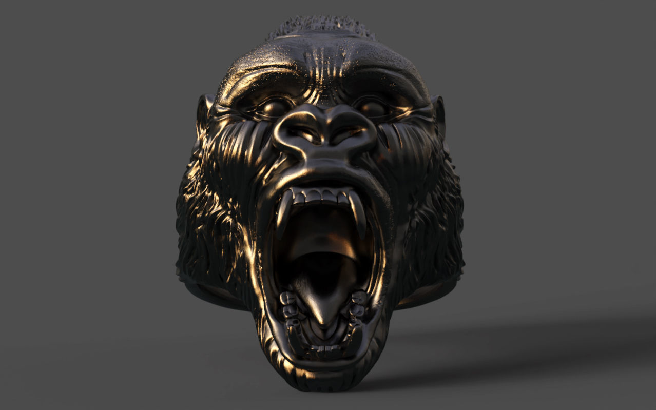 Gorilla head ring 3D print model_31