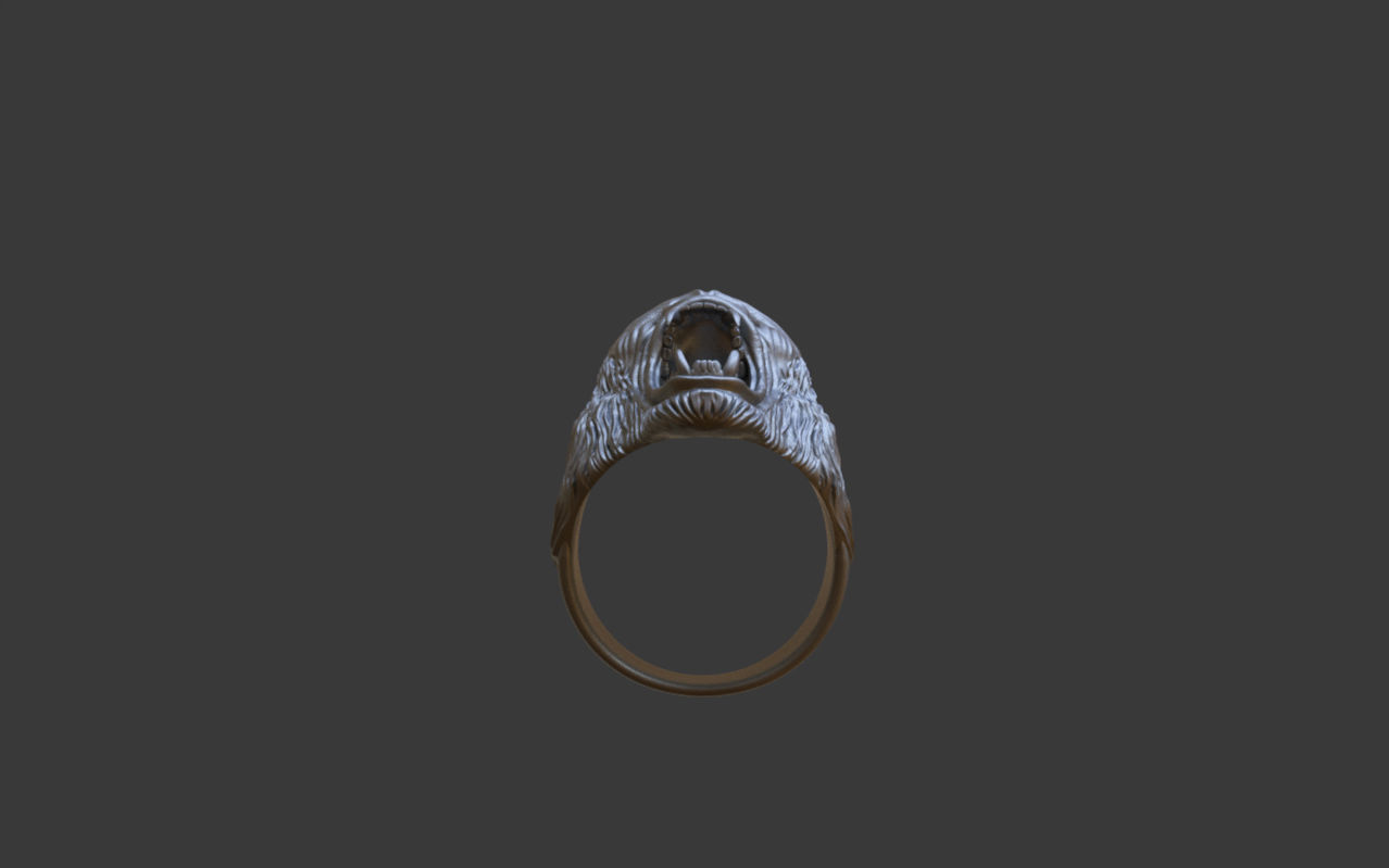 Gorilla head ring 3D print model_18