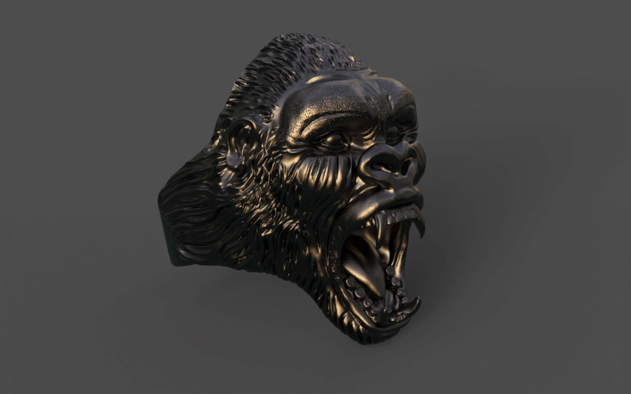 Gorilla head ring 3D print model_20