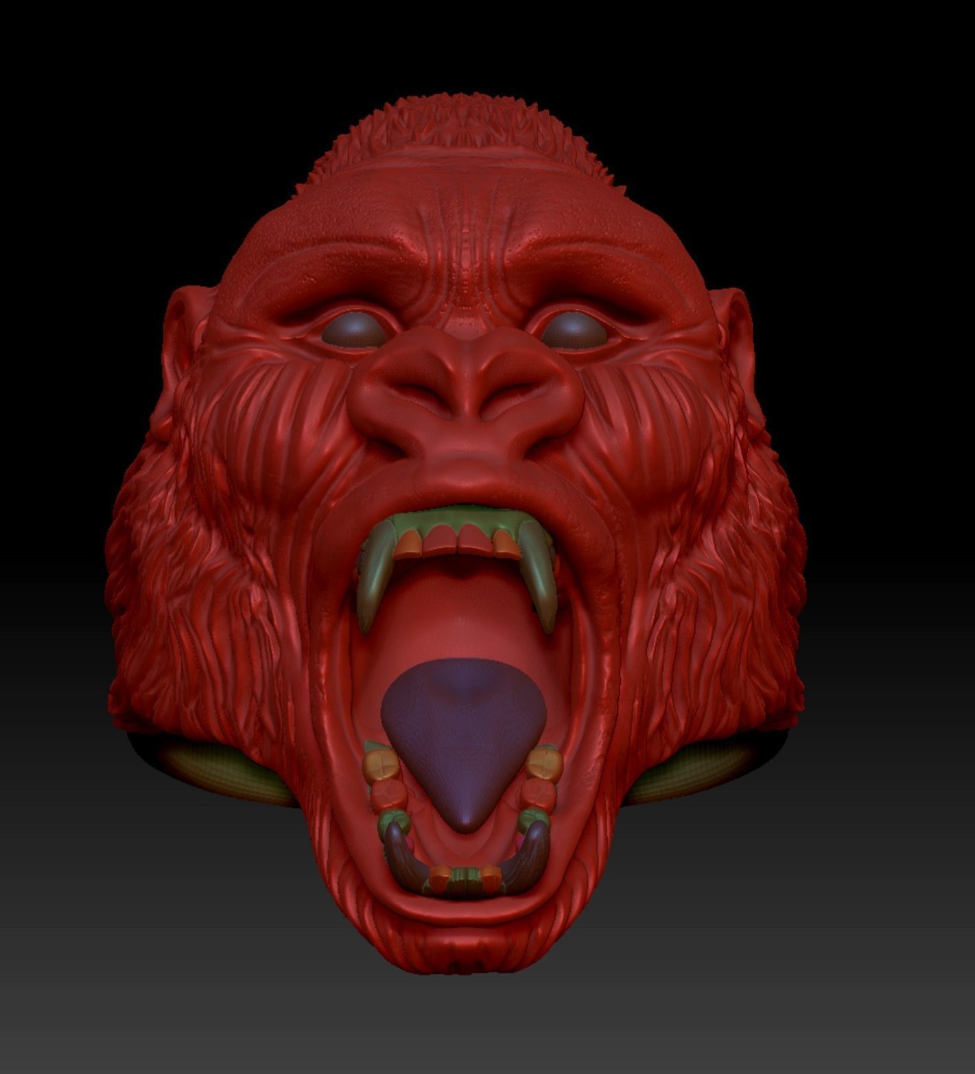 Gorilla head ring 3D print model_36