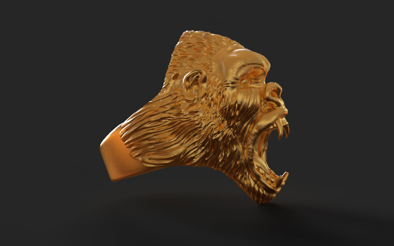 Gorilla head ring 3D print model_6