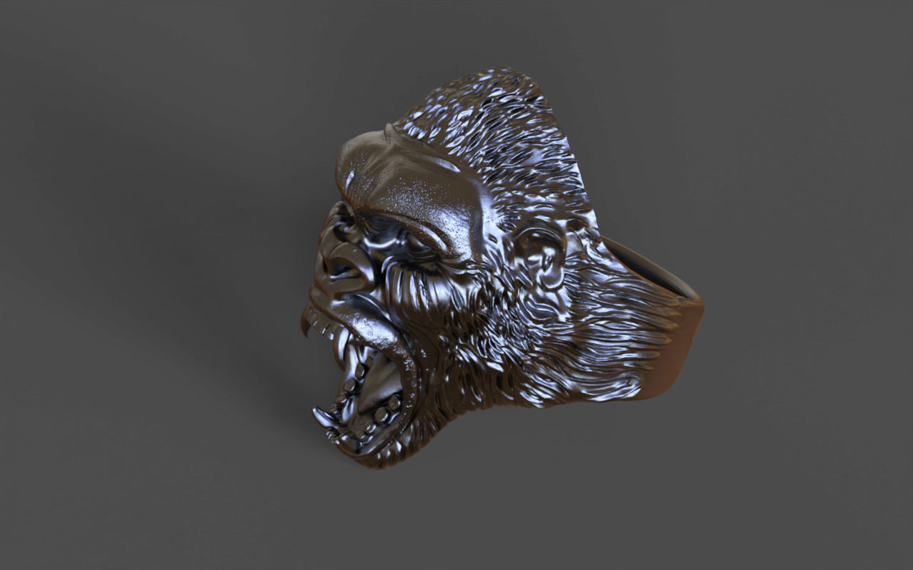 Gorilla head ring 3D print model_14