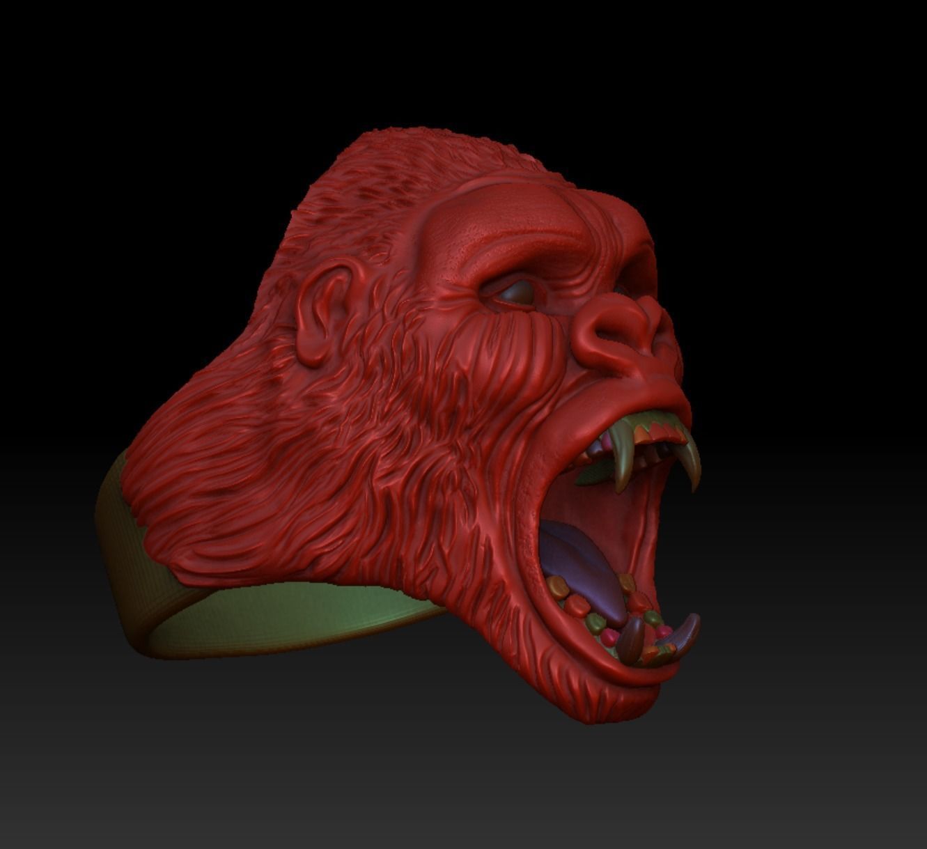 Gorilla head ring 3D print model_35