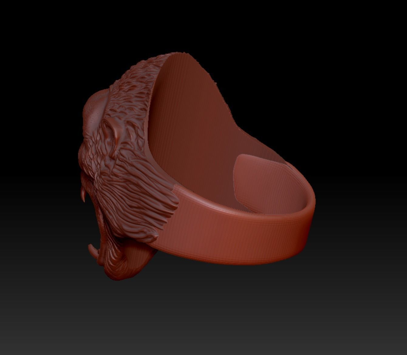 Gorilla head ring 3D print model_37
